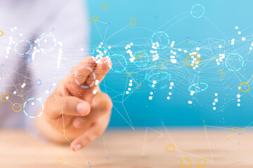 Global network. Blockchain. 3D illustration. Neural networks and artificial intelligence. Abstract  - connection