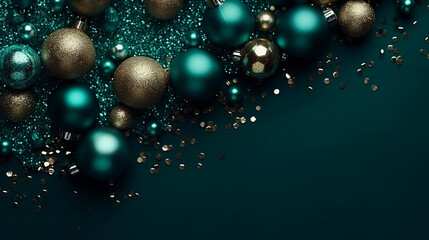 Obraz na płótnie Canvas Christmas background with balls and copy space