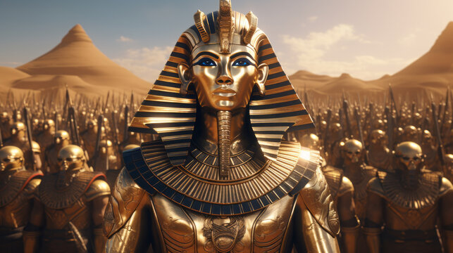 Egyptian God Ra, the king of the deities and the father of all creation with his army.
