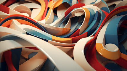Abstract background with 3D spheres, unusual curved stripes.