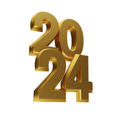 PSD golden happy new year 2024 3d banner design concept