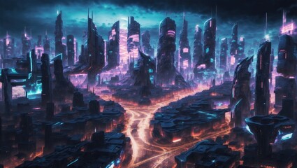"Neon Dreams: A Futuristic Cyberpunk Cityscape at Night"