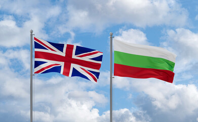 Bulgaria and United Kingdom flags, country relationship concept