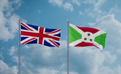 Burundi and United Kingdom flags, country relationship concept