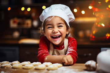 little child baking  christmas cookies
