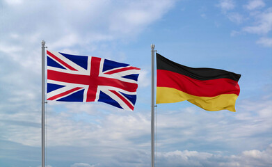 Germany and United Kingdom flags, country relationship concept