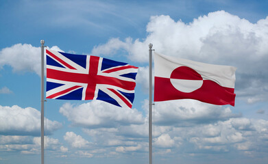 Greenland and United Kingdom flags, country relationship concept © iuneWind