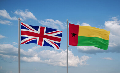 Guinea-Bissau and United Kingdom flags, country relationship concept