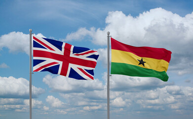 Ghana and United Kingdom flags, country relationship concept