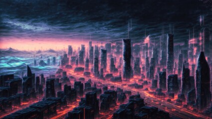 "Neon Dreams: A Futuristic Cyberpunk Cityscape at Night"