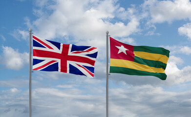 Togo and United Kingdom flags, country relationship concept