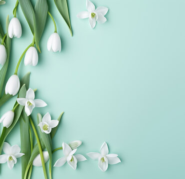 spring snowdrop flowers with copy space