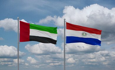 Paraguay and United Arab Emirates, UAE flags, country relationship concept