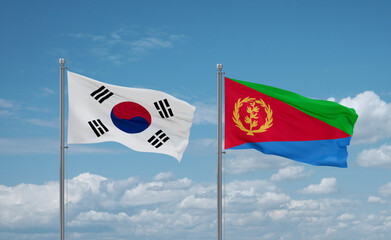 Eritrea and South Korea flags, country relationship concept