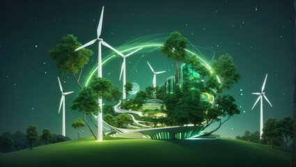 "Green Energy Illumination: A Radiant Fusion of Nature and Technology"