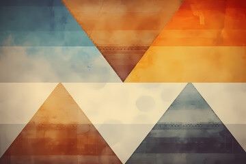 geometric colored background design in 2d with abstract shapes, lines and washed out colors, vintage retro style pattern - generative ai