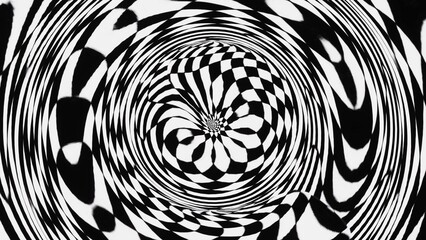  3d abstract Psychedelic twisting retro y2k Hypnos Circles black and white background 4k 