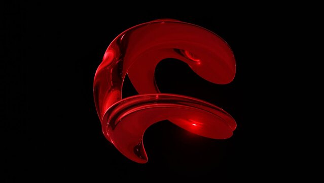 3d Abstract red metal chrome shape background.  Morphing shape rotating in space looped seamless animation wallpaper 4k 30fps