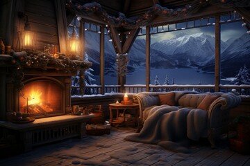 Warm Cozy candles winter book. Sweet perfume. Generate Ai