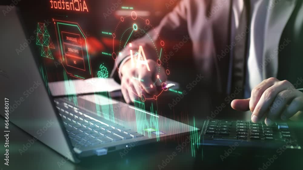 Poster artificial intelligence in data processing for business.