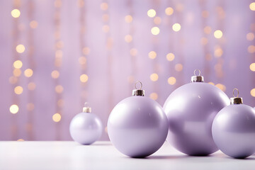 stylish minimalistic christmas background in pastel lilac color. copy space. place for text. generative ai