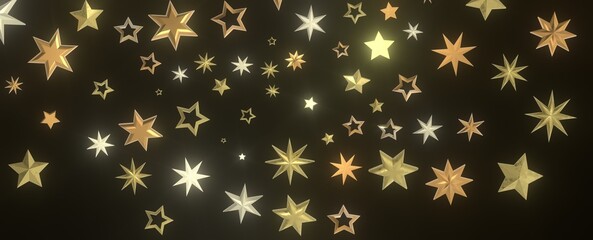 XMAS A gray whirlwind of golden snowflakes and stars. New