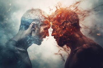 Obraz premium An image of struggling with your inner world. Yin and Yang. Black and white, good and evil