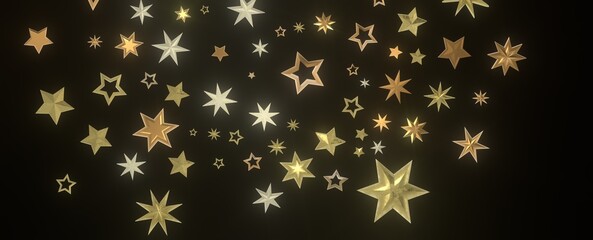 XMAS A gray whirlwind of golden snowflakes and stars. New