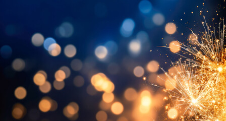 Fireworks with bokeh background. New Year celebration concept.