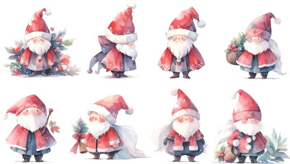 Set of cute Santa Claus winter gnome