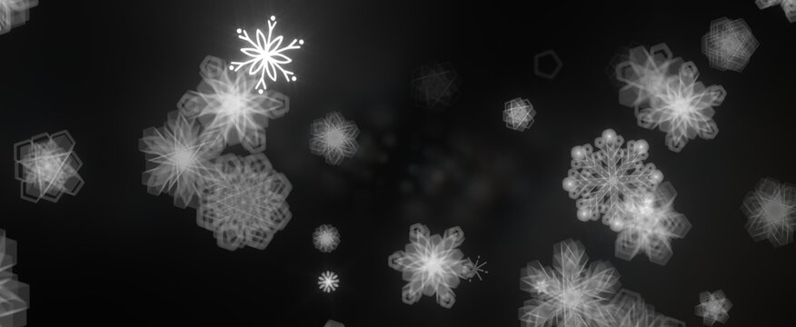 Snowflakes - Snowflakes and bokeh lights on the blue Merry Christmas background. 3D render