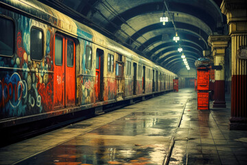 old abandoned metro station. post-apocalypse