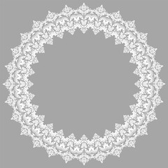 Oriental vector round frame with arabesques and floral elements. Floral border with vintage pattern