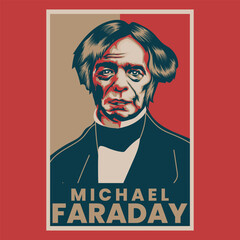 Michael Faraday Retro Poster Vector Illustration