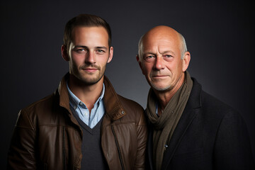 Generative AI portrait picture of two guys best friends brothers relatives smiling