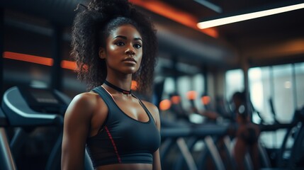 African american woman training in the gym