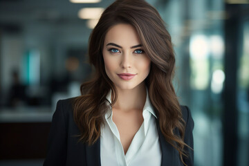 Generative AI picture portrait of amazing gorgeous office worker young woman