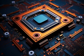 Fototapeta premium High-tech Digitalization processor. Science chip future. Generate Ai