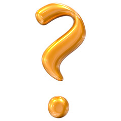 Naklejka premium Balloon Font Question Mark Gold 3D Render