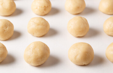 Fototapeta na wymiar Ready to bake vanilla cookie dough balls