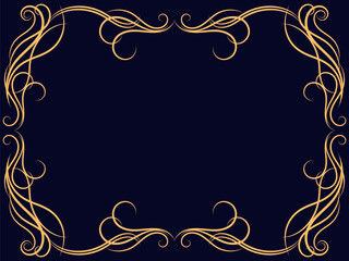 Ornate vintage frame. Swirl ornament. Ornamental curls. Vintage linear border with curlicues. Design a template for invitations, leaflets and greeting cards. Vector illustration