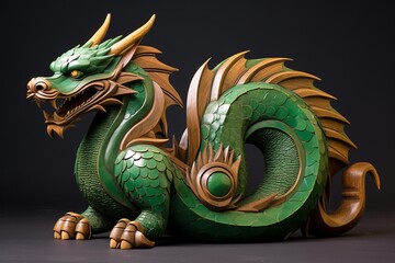 Wooden green dragon. Symbol of next Chinese new year