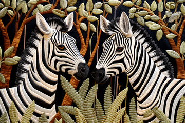 fabric stumpwork embroidery of Zebra,stumpwork embroidery.