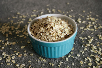 Oatmeal in a bowl, close-up, vegetarian food, healthy food