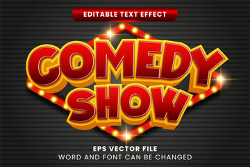 Comedy show 3d editable vector text effect