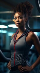 Black woman focus in the gym