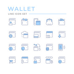 Set color line icons of wallet