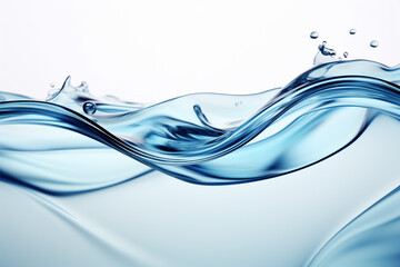 Close up of a water wave on white background with some smooth lines in it