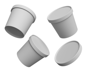 White matte Ice Cream cup mockup in different angles without background