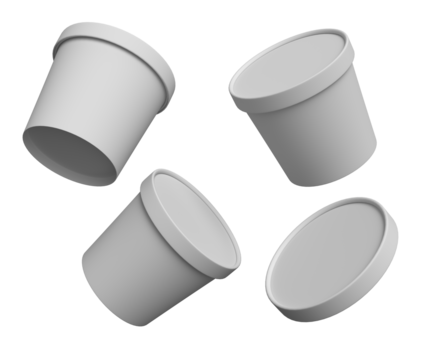 White matte Ice Cream cup mockup in different angles without background